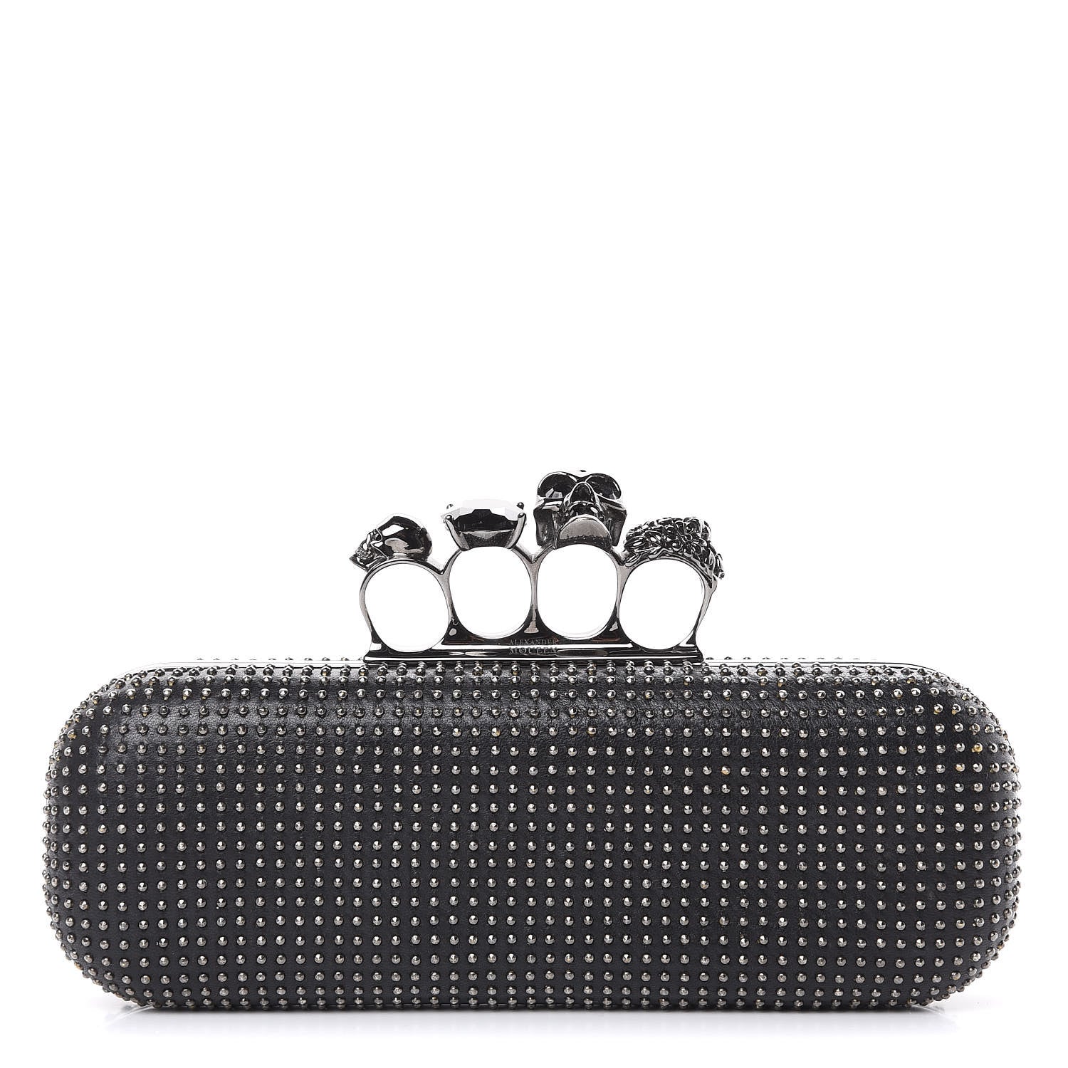 Alexander McQueen Nappa Studded Knucklebox Clutch Black 1 of 8