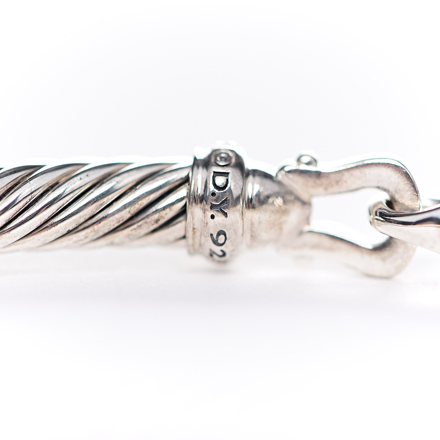 David Yurman Sterling Silver Diamond 5mm Cable Buckle Bracelet 3 of 4