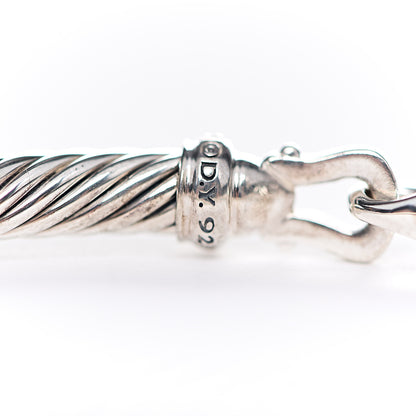David Yurman Sterling Silver Diamond 5mm Cable Buckle Bracelet 3 of 4