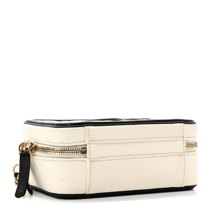 Chanel Caviar Quilted Small CC Filigree Vanity Case White Black 4 of 10