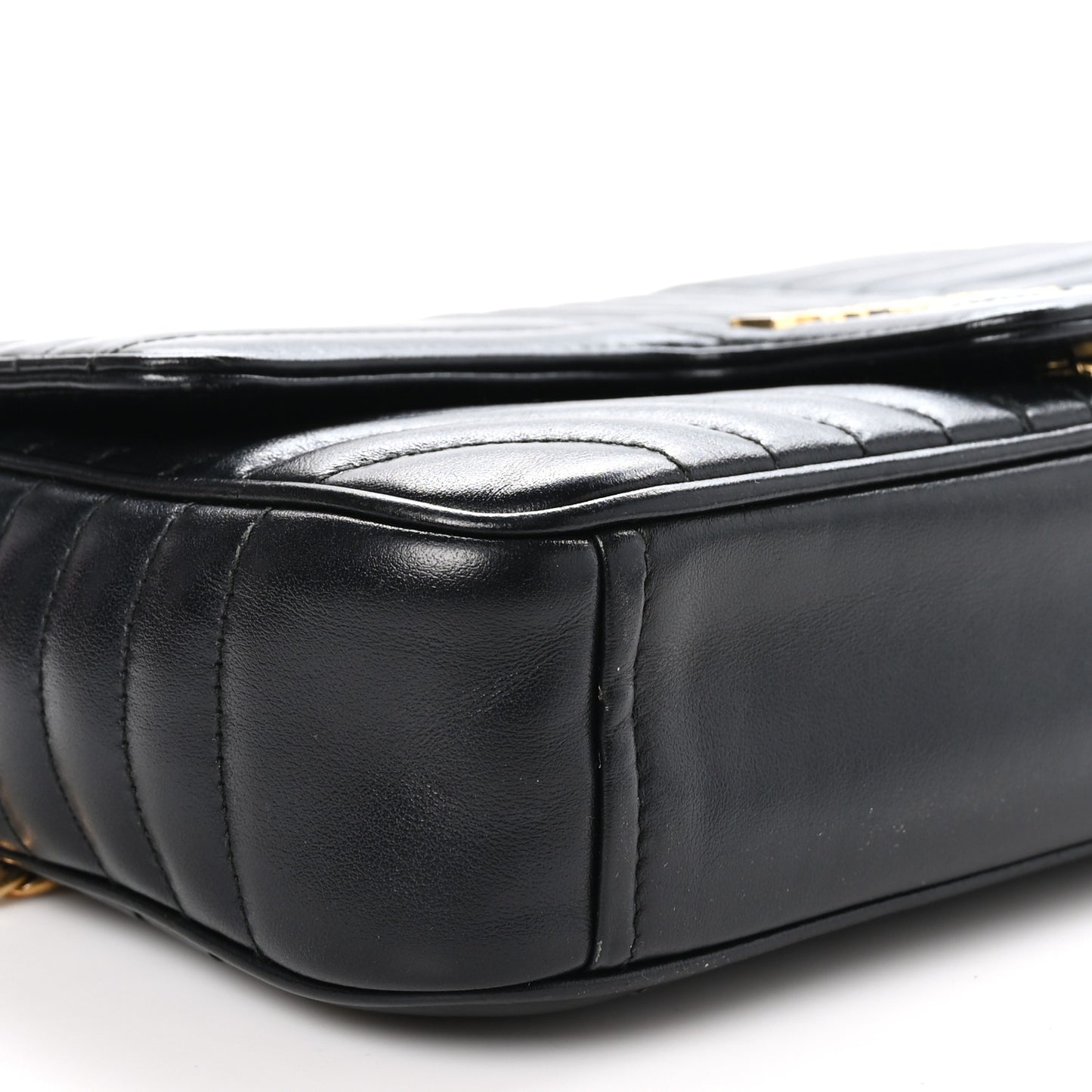 Soft Calfskin Impunture Diagramme Medium Chain Flap Shoulder Bag Black