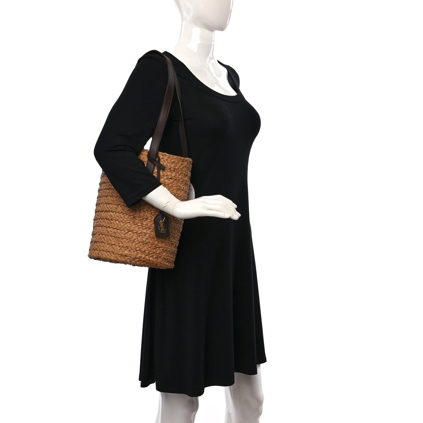 Raffia Calfskin Small Panier Tote Naturale Nut
