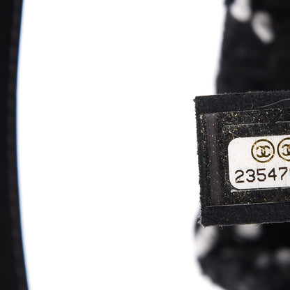 Chanel Calfskin Tweed Medium CC Chain Bucket Drawstring Bag White Black 7 of 8