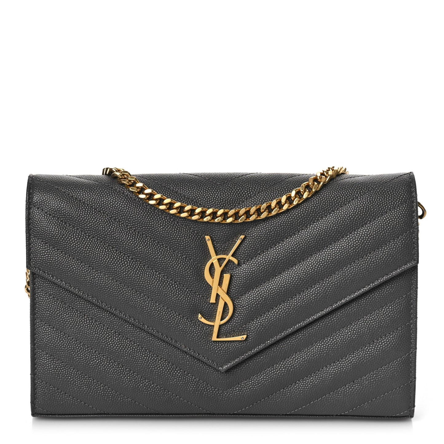 Grain De Poudre Matelasse Chevron Monogram Chain Wallet Earth