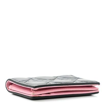 Christian Dior Lambskin Cannage Bi-Color Small Lady Dior Flap Card Holder Black Pink 4 of 9