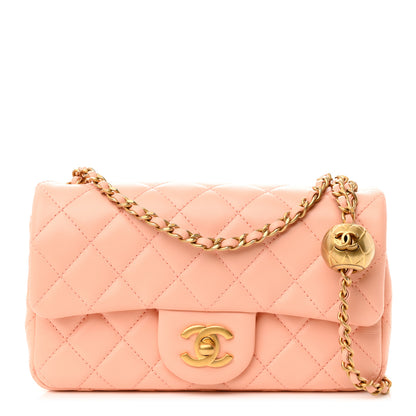 Chanel Lambskin Quilted Mini Rectangular Pearl Crush Flap Coral 1 of 11