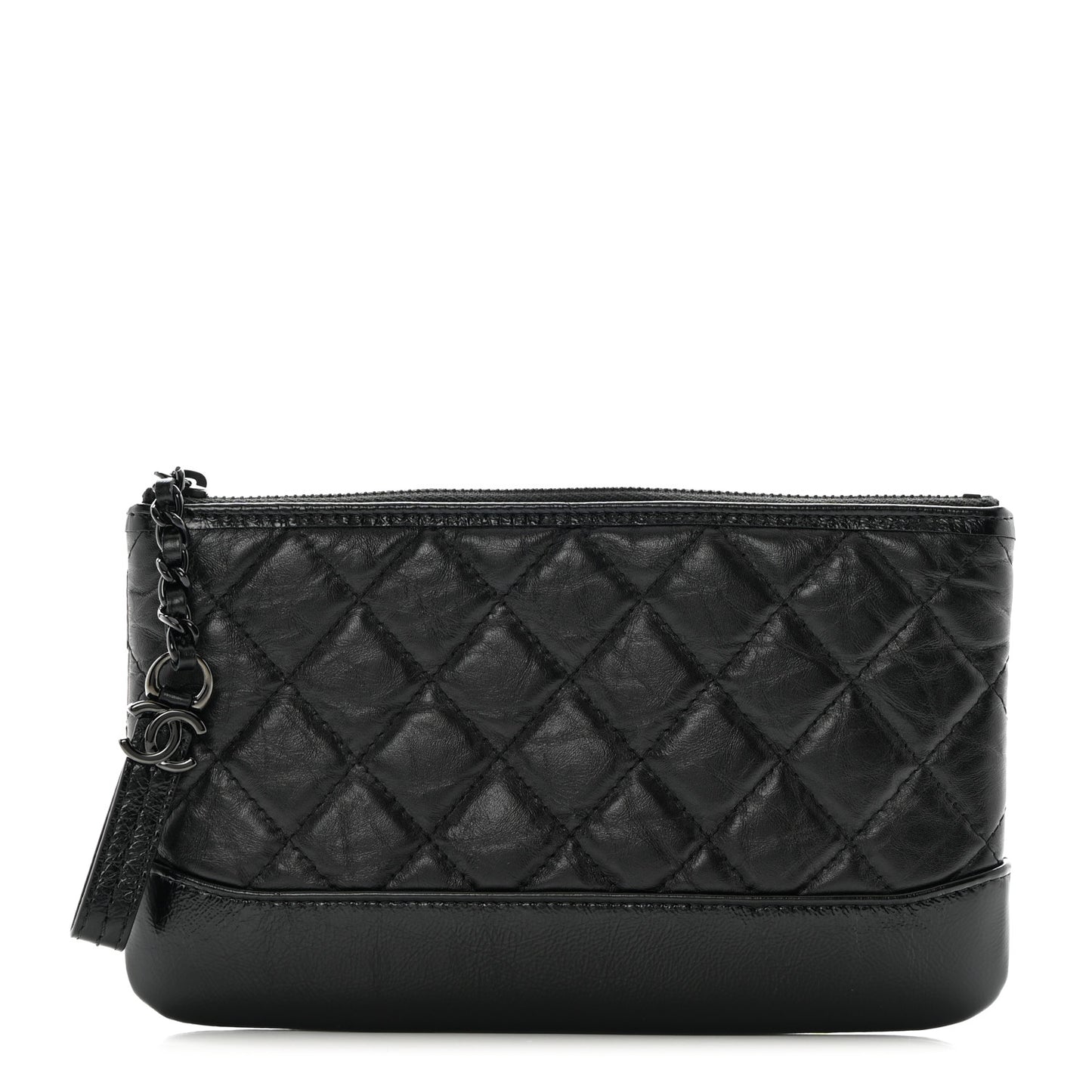 Aged Calfskin Quilted Small Gabrielle Pouch So Black