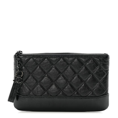 Chanel Aged Calfskin Quilted Small Gabrielle Pouch So Black 1 of 7