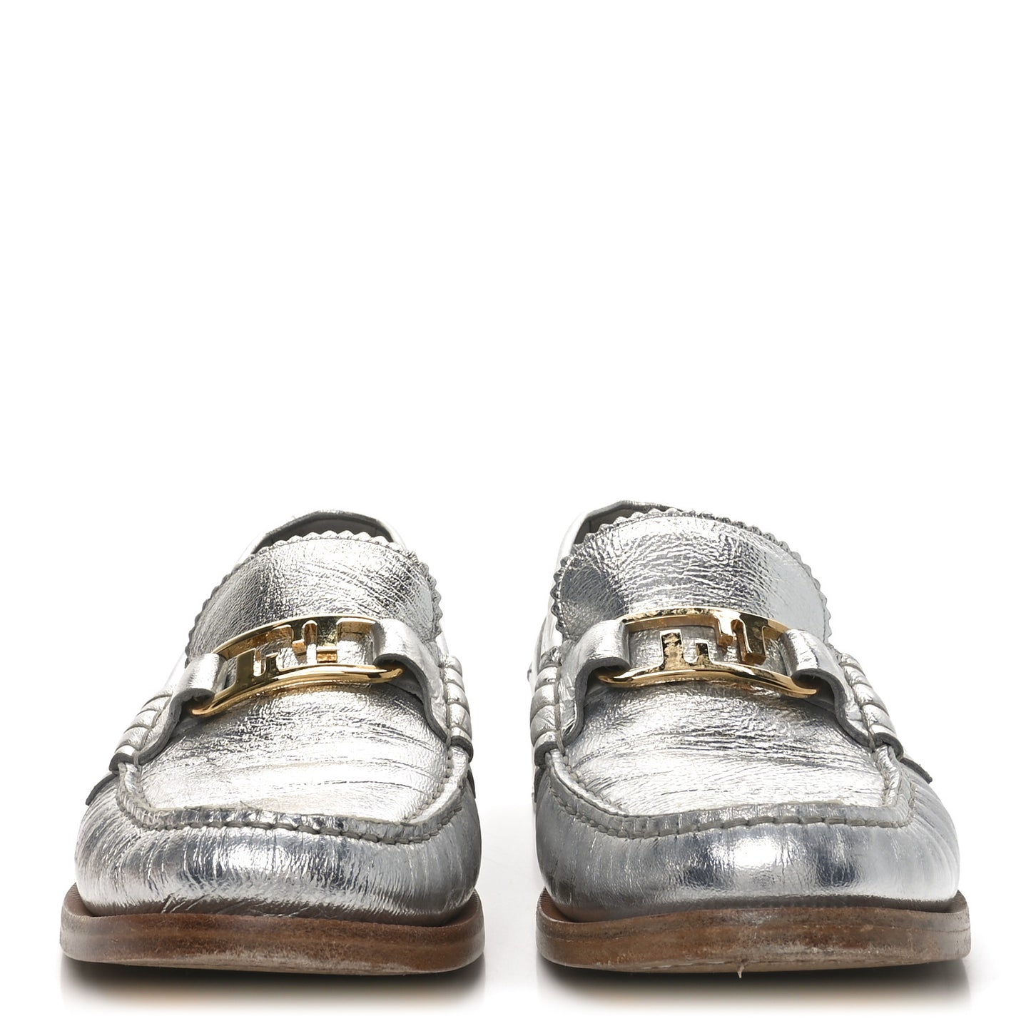 Metallic Vitello Womens O'Lock Loafers 38 Argento