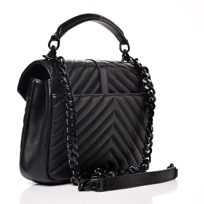 Saint Laurent Sheepskin Matelasse Chevron Monogram Medium College Bag Black 4 of 13