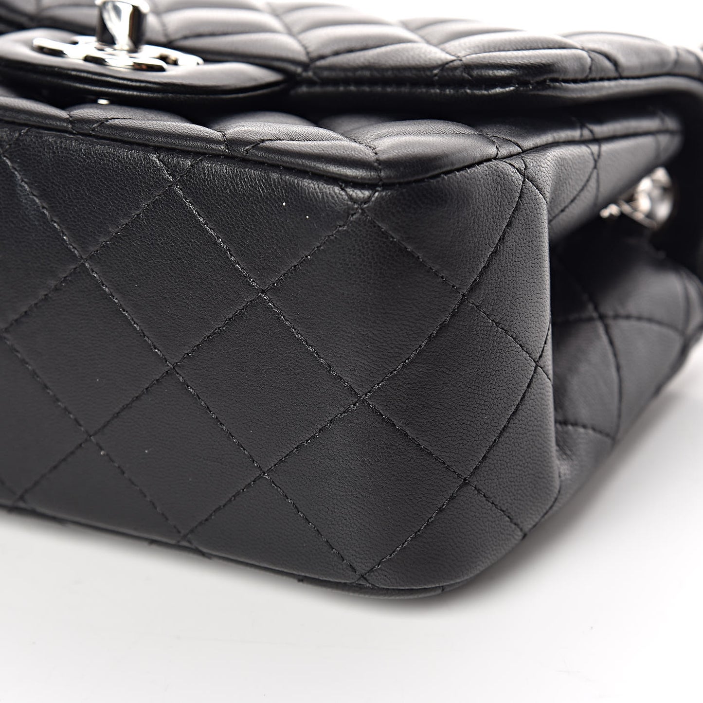 Lambskin Quilted Mini Square Flap Black