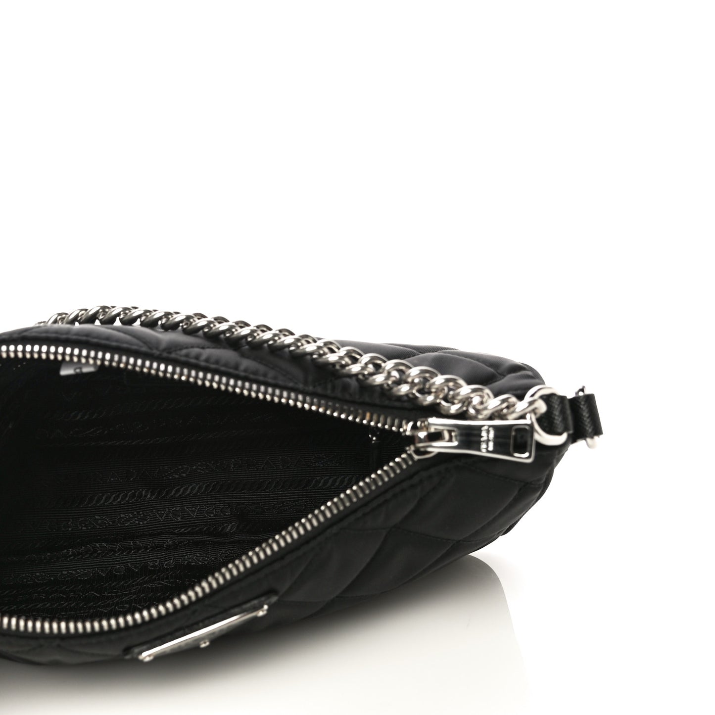 Nylon Tessuto Impuntu Quilted Crossbody Bag Black