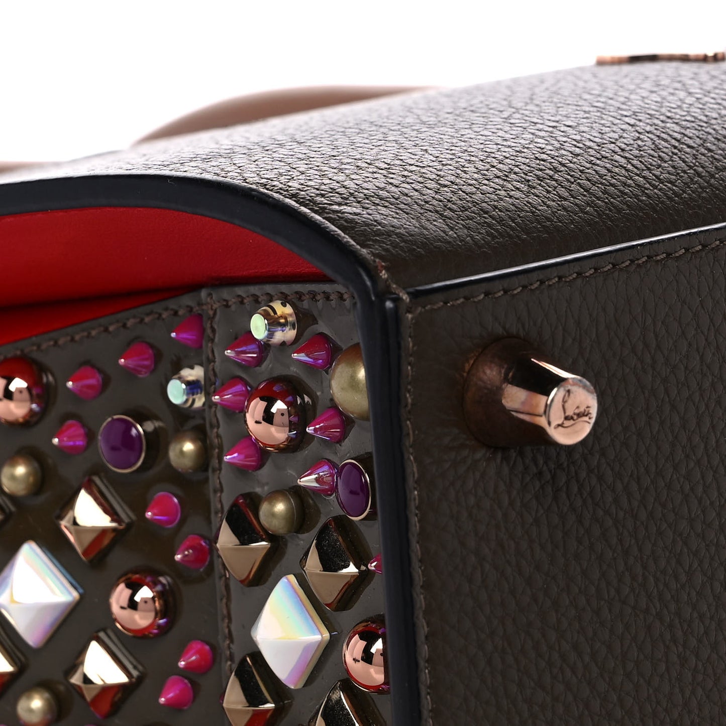 Calfskin Embroidered Beaded Small Paloma Multicolor Brown
