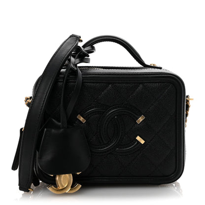 Chanel Caviar Quilted Small CC Filigree Vanity Case Black 1 of 11