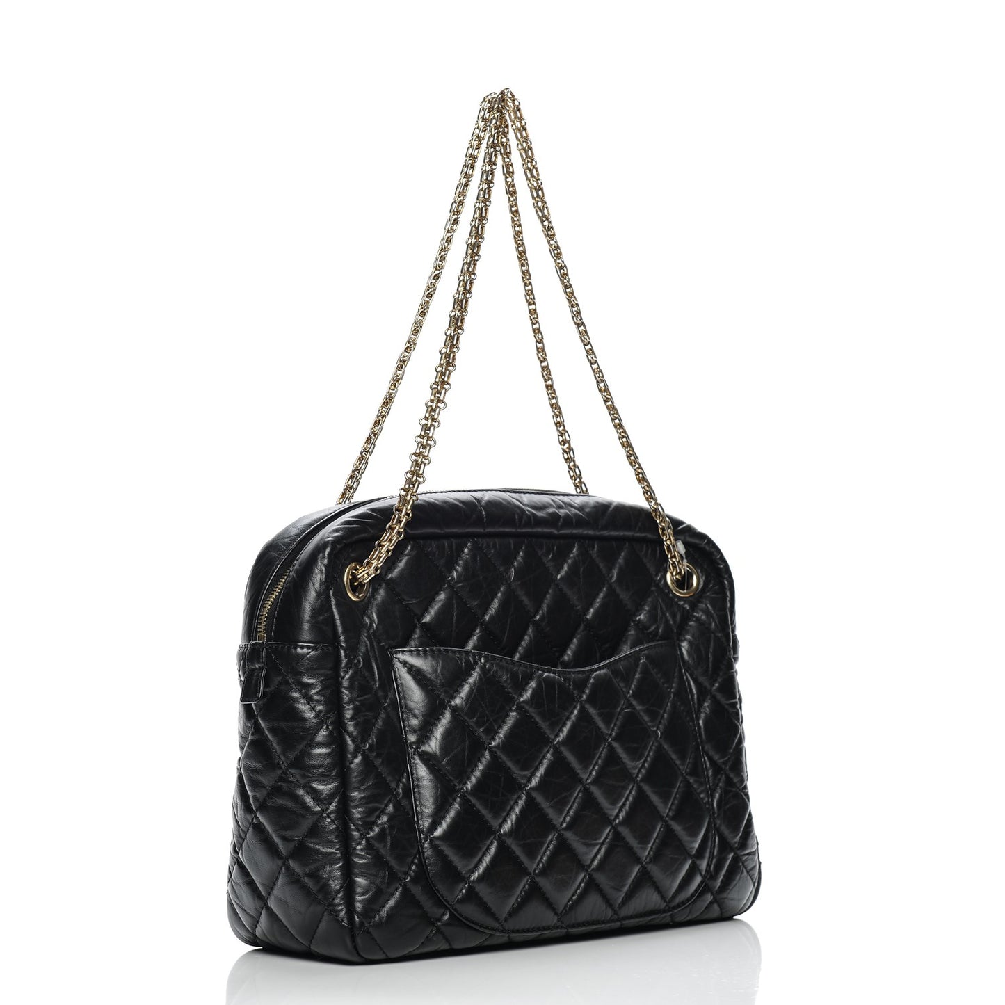 Aged Calfskin Quilted Large Reissue Camera Case Black