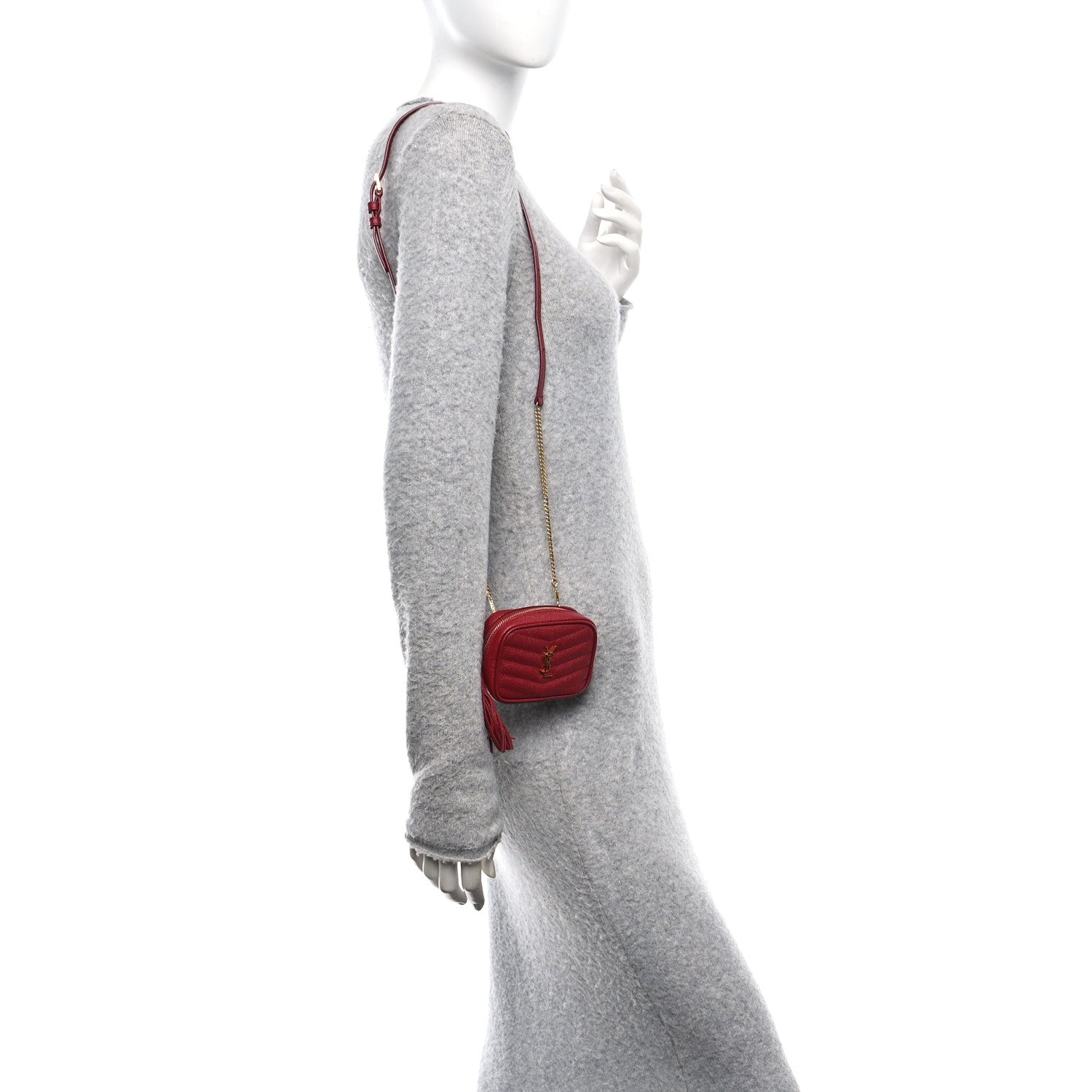 Saint Laurent Grain De Poudre Matelasse Monogram Baby Lou Camera Bag Opyum Red 2 of 10
