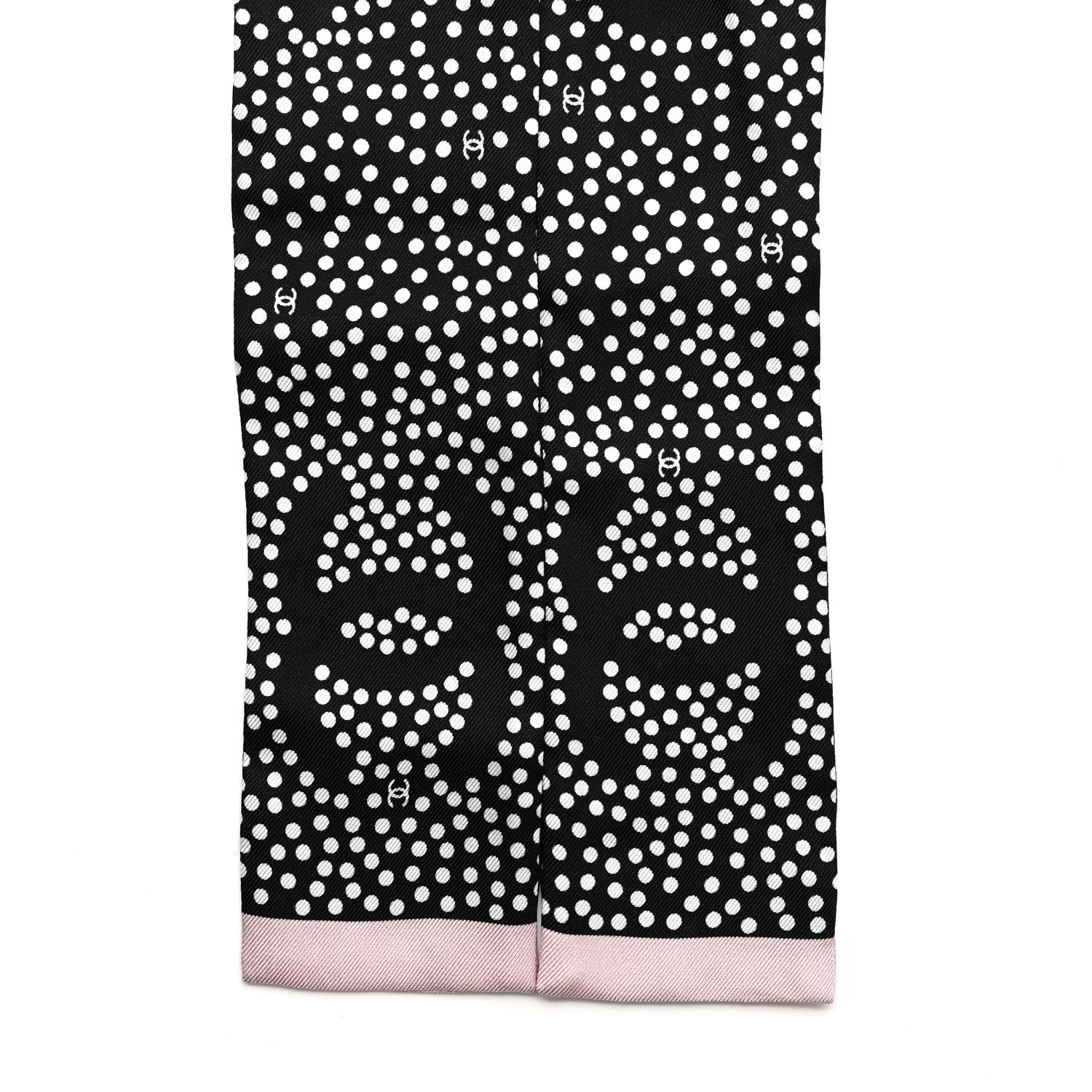 Chanel Silk CC Slim Bandeau Scarf Black Light Pink 2 of 3