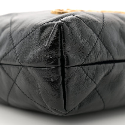 Chanel Shiny Crumpled Calfskin Quilted Pearl Mini Chanel 22 Black 9 of 11