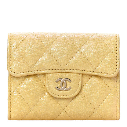 Chanel Iridescent Caviar Quilted Flap Card Holder Yellow 1 of 12