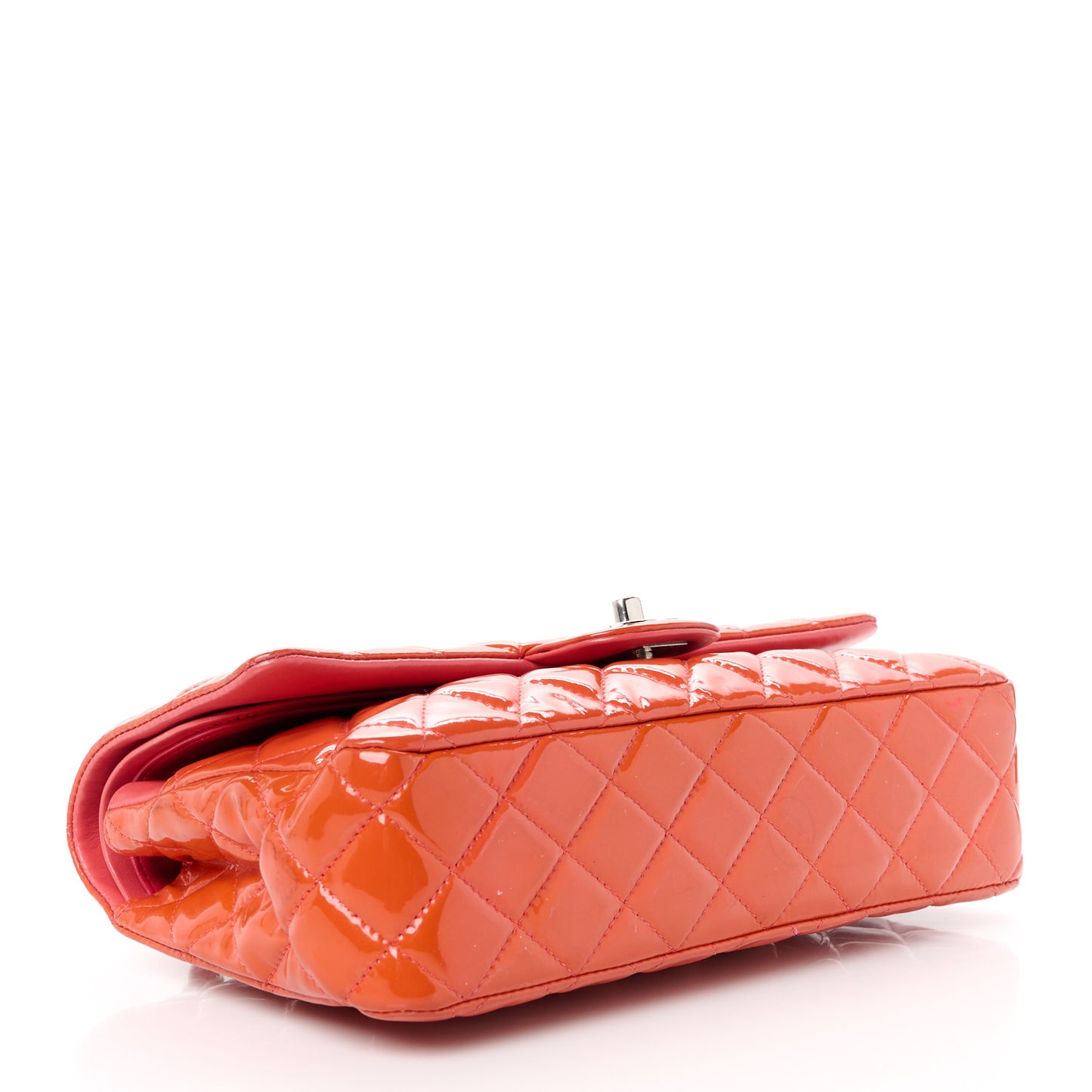 Patent Quilted Medium Double Flap Coral