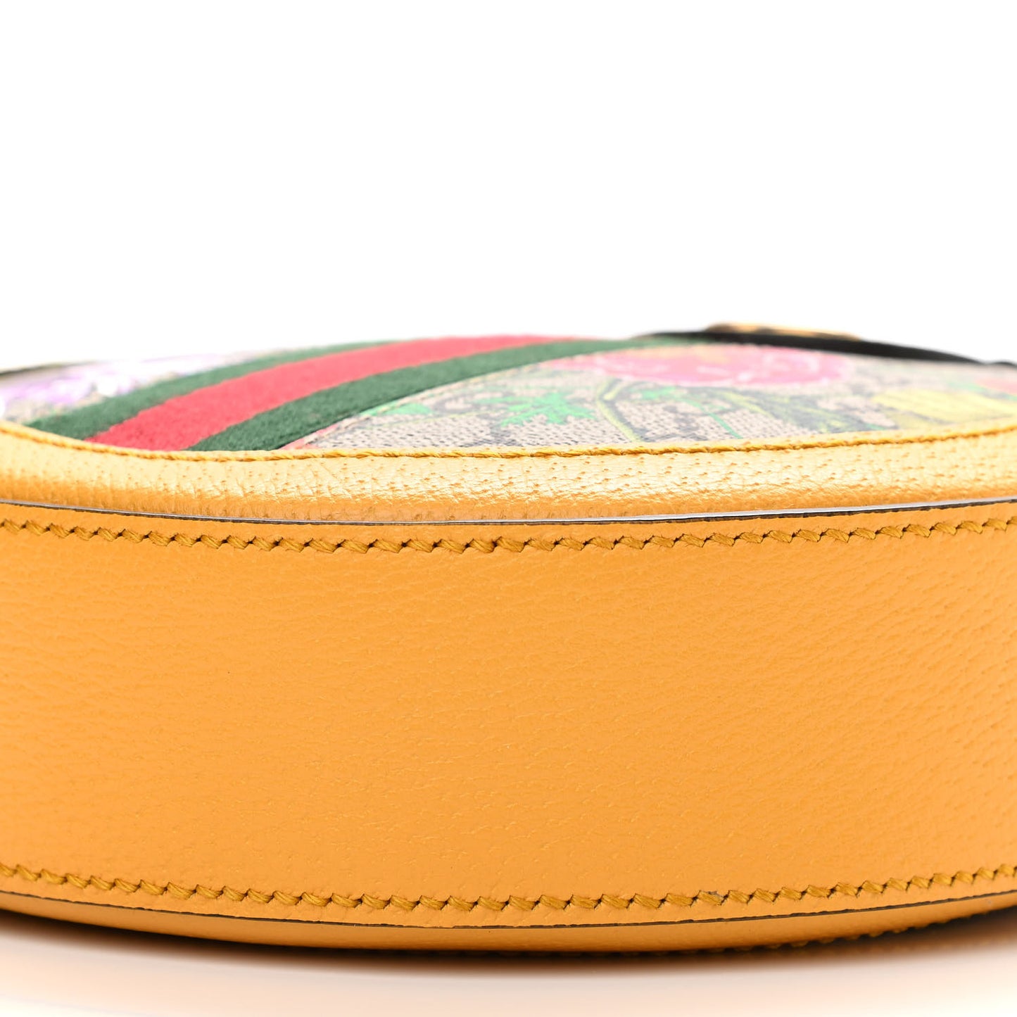 GG Supreme Monogram Flora Web Mini Ophidia Round Shoulder Bag Beige Multicolor Crop