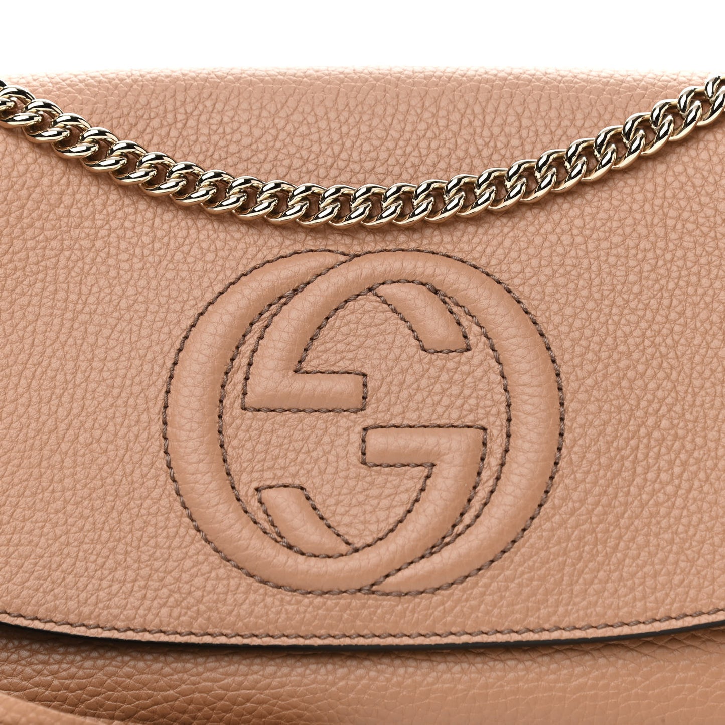 Pebbled Calfskin Medium Soho Flap Crossbody Camelia