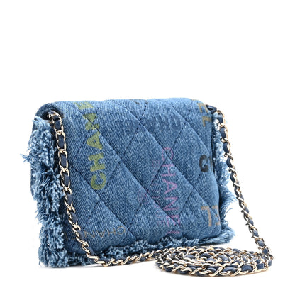 Chanel Denim Quilted Denim Mood Clutch With Chain Blue Multicolor 2 of 10