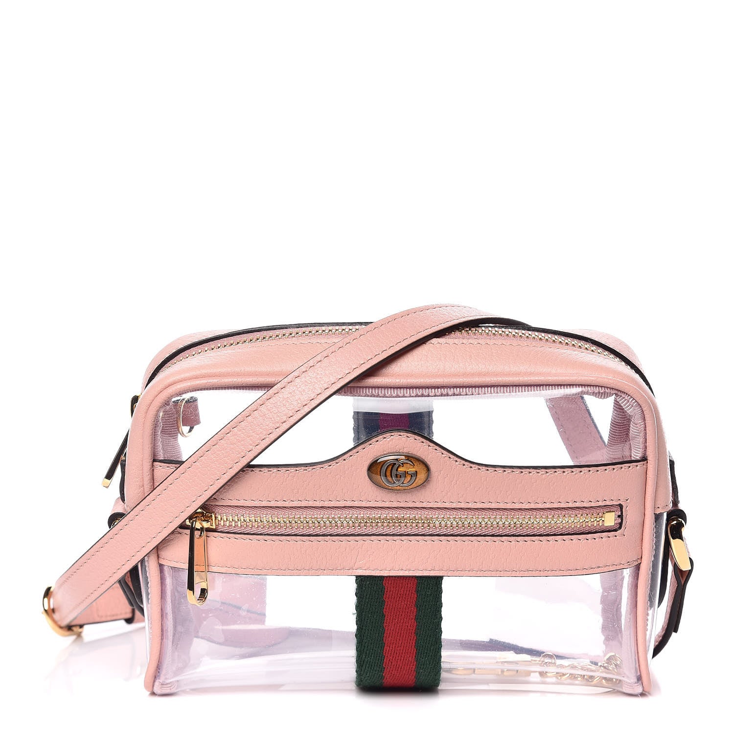 Gucci Vinyl Web Mini Ophidia Transparent Shoulder Bag Perfect Pink 1 of 12