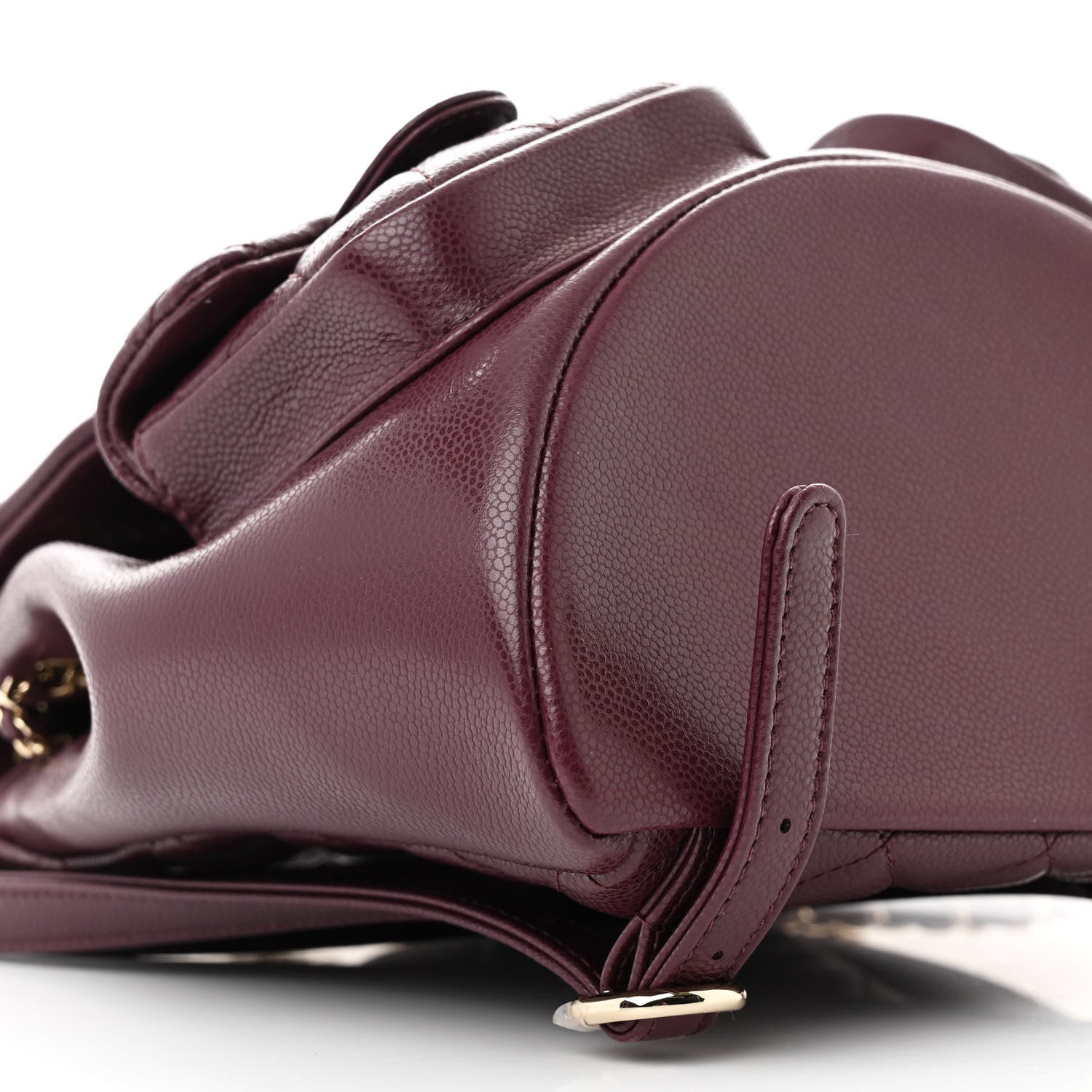 Chanel Shiny Caviar Quilted Medium Duma Pockets Drawstring Backpack Dark Burgundy 9 of 11