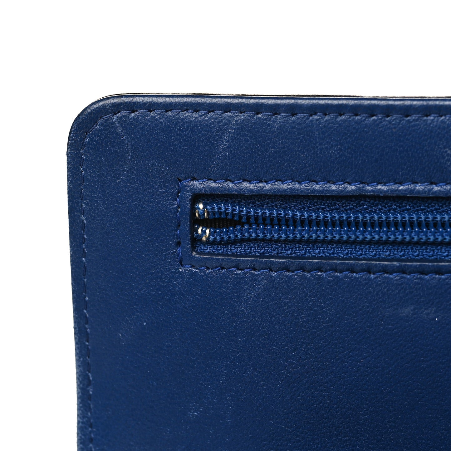 Lambskin Quilted Elegant CC Wallet On Chain WOC Blue Black