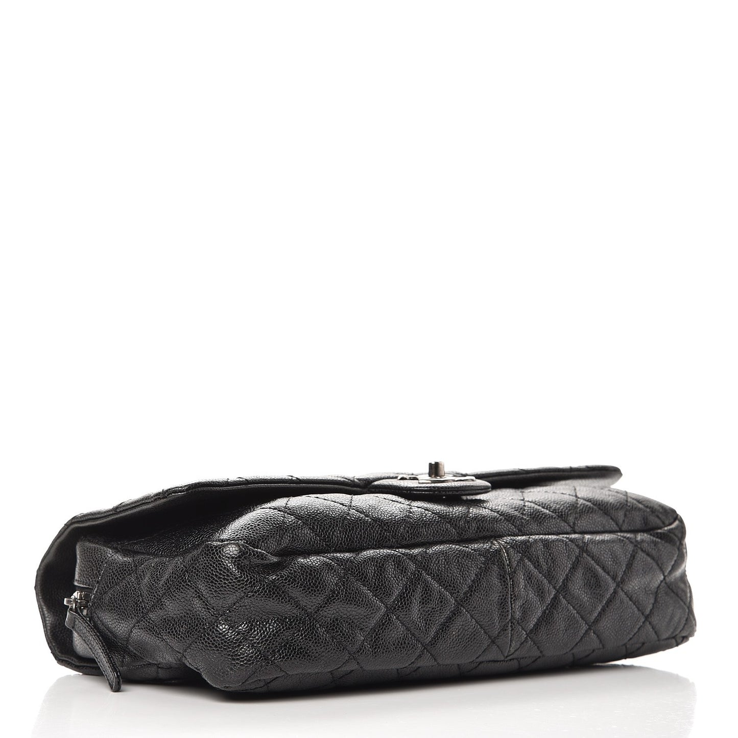 Iridescent Caviar Quilted Large Chic Flap Black