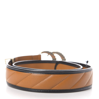 Gucci Azalea Calfskin Matelasse Diagonal Torchon Double G 40mm Belt 85 34 Cognac Black 2 of 5