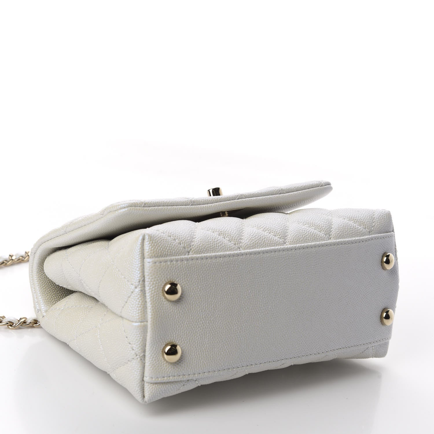 Chanel Iridescent Caviar Quilted Extra Mini Coco Handle Flap White 4 of 11