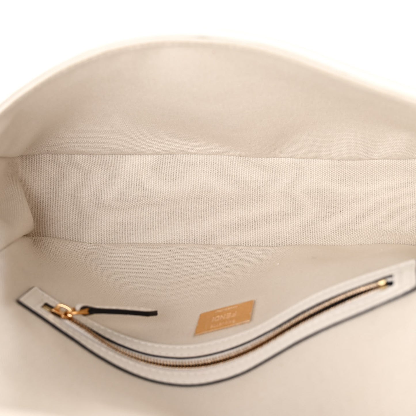 Canvas Vitello King Extra Strap FF Embroidered Baguette White Ice
