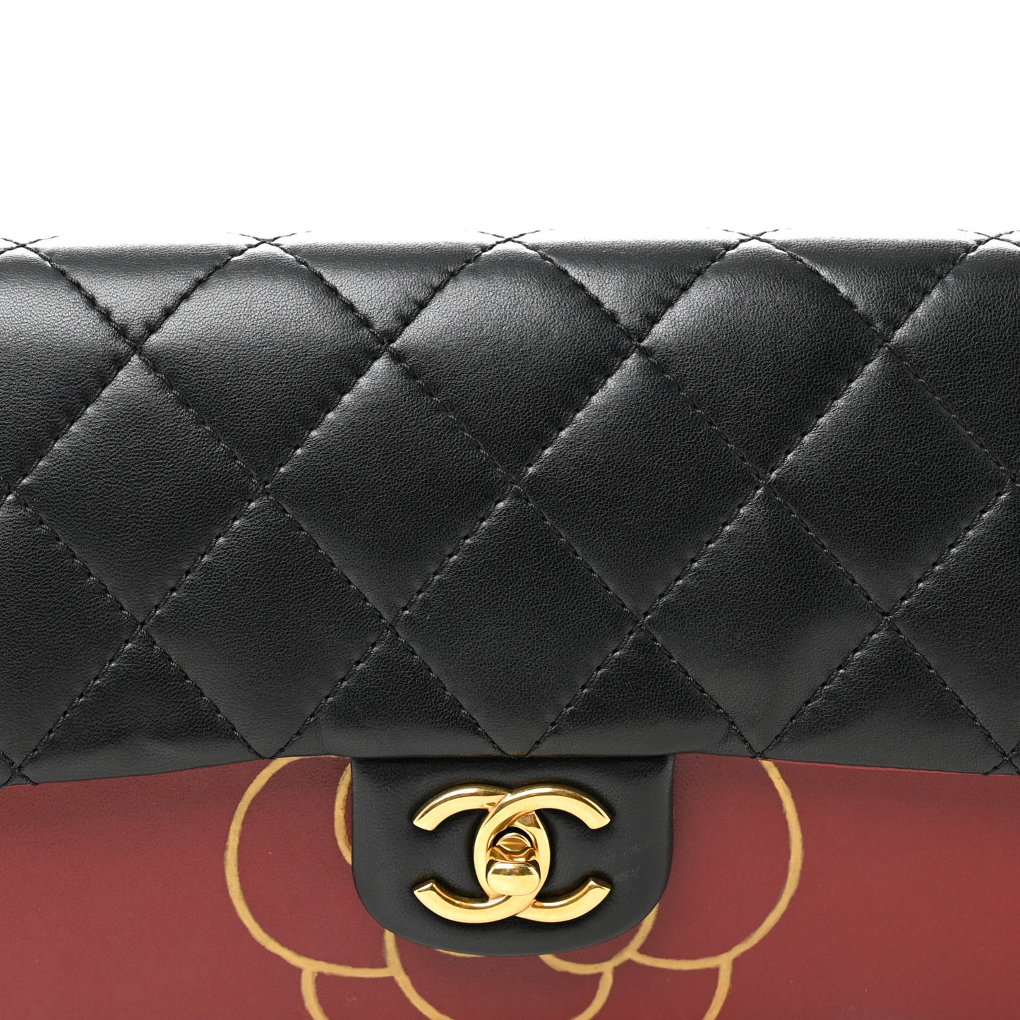 Calfskin Quilted Brasserie Gabrielle Menu CC Clutch Dark Red