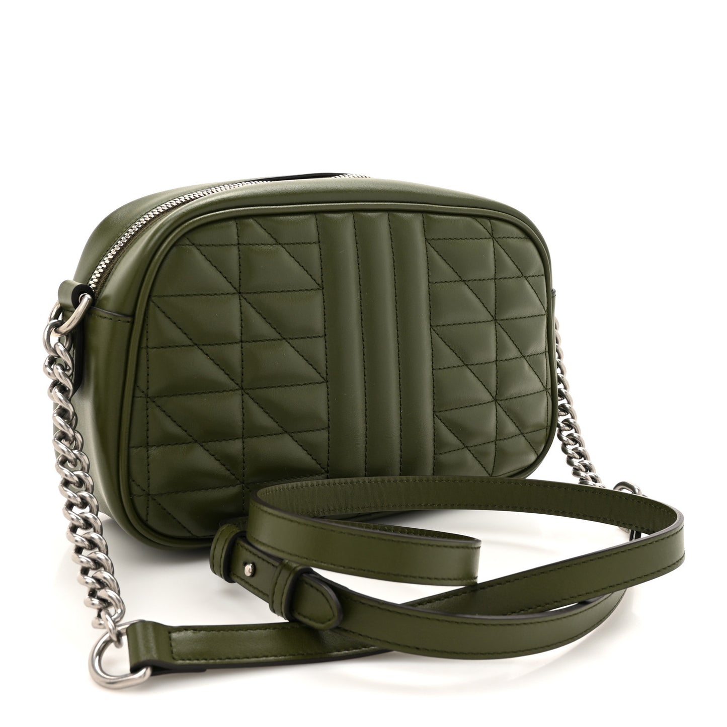 Calfskin Matelasse Aria Small GG Marmont Chain Shoulder Bag Military Wood