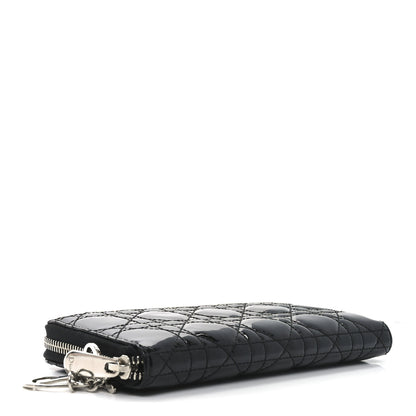 Christian Dior Patent Cannage Lady Dior Continental Zip Wallet Black 4 of 7
