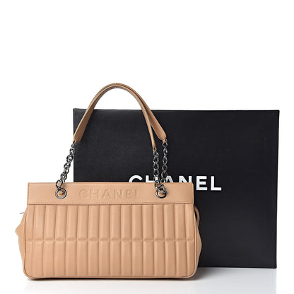 Chanel Calfskin Vertical Quilted Lax East West Shoulder Bag Beige 11 of 11