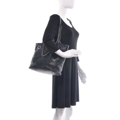 Chanel Calfskin Quilted Large Shopping In Chains Tote Black 2 of 12