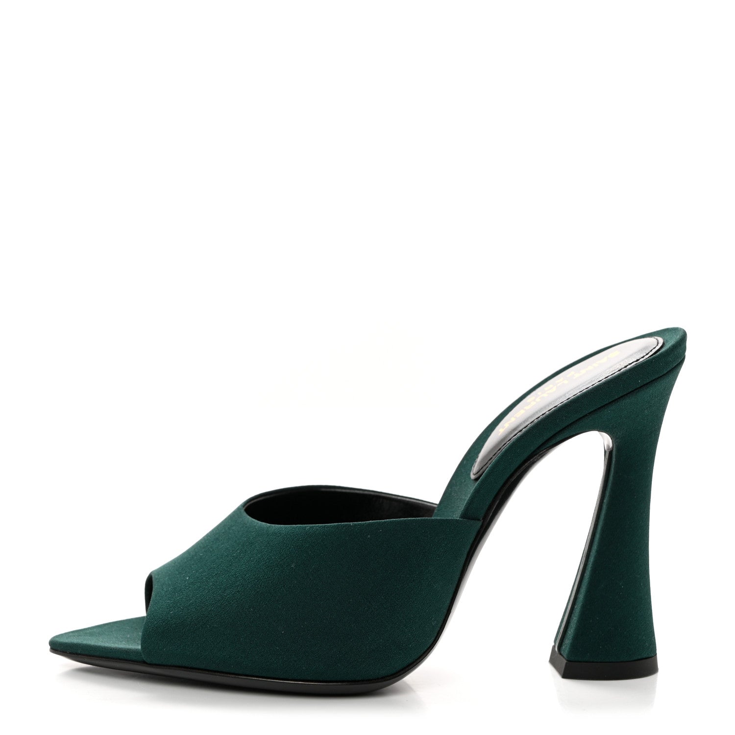 Saint Laurent Crepe De Chine Suite Mule Sandals 35 Vert Bouteille 1 of 7