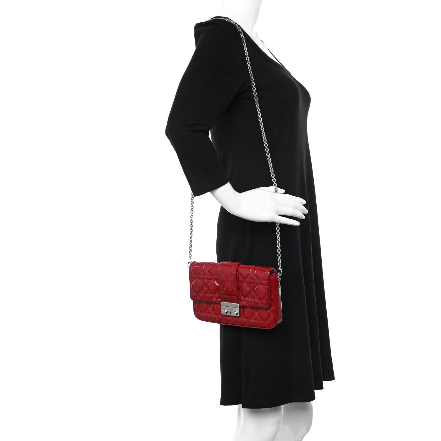 Christian Dior Patent Cannage Miss Dior Promenade Pouch Red 2 of 10