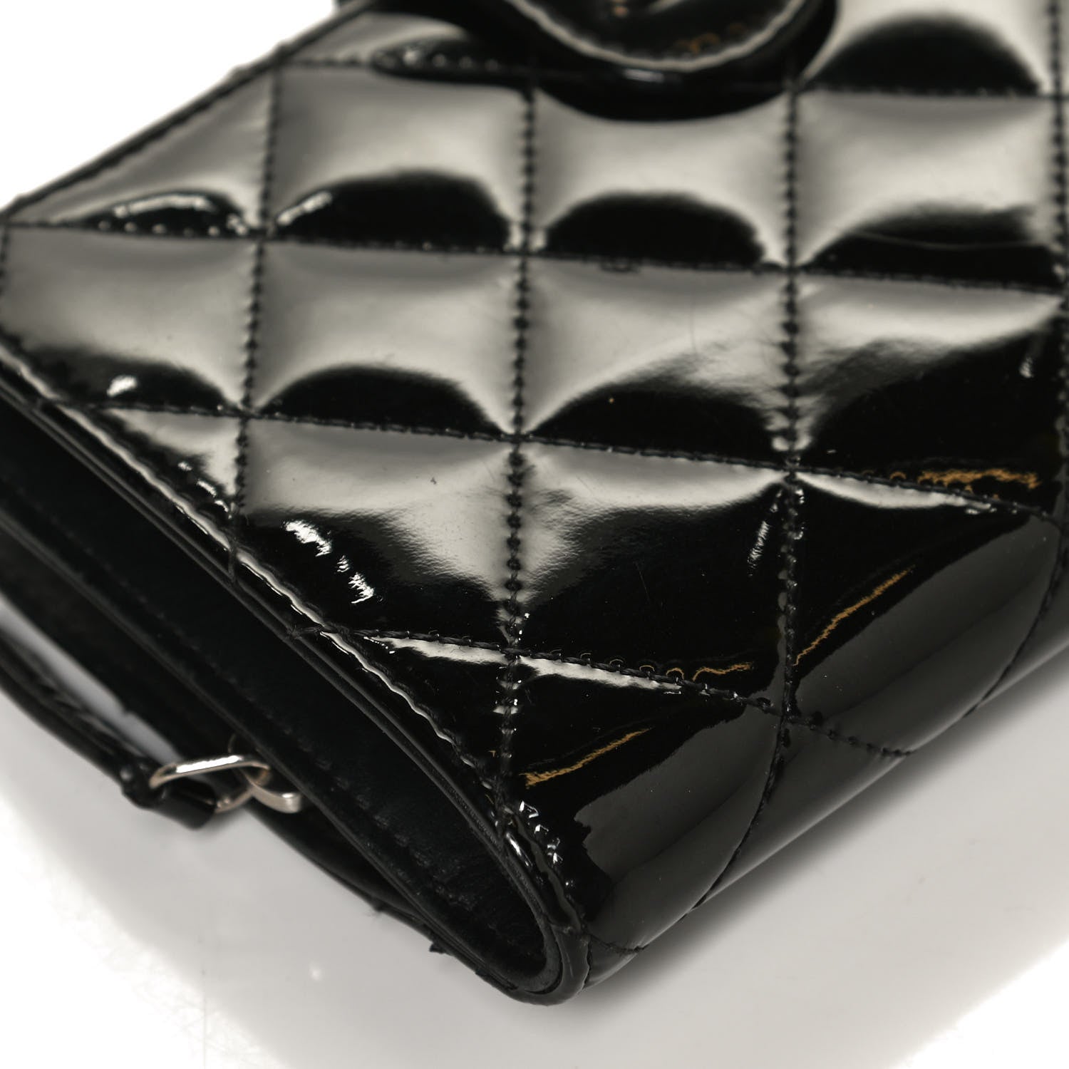 Chanel Patent Quilted Zip Pocket Wallet Black 5 of 11