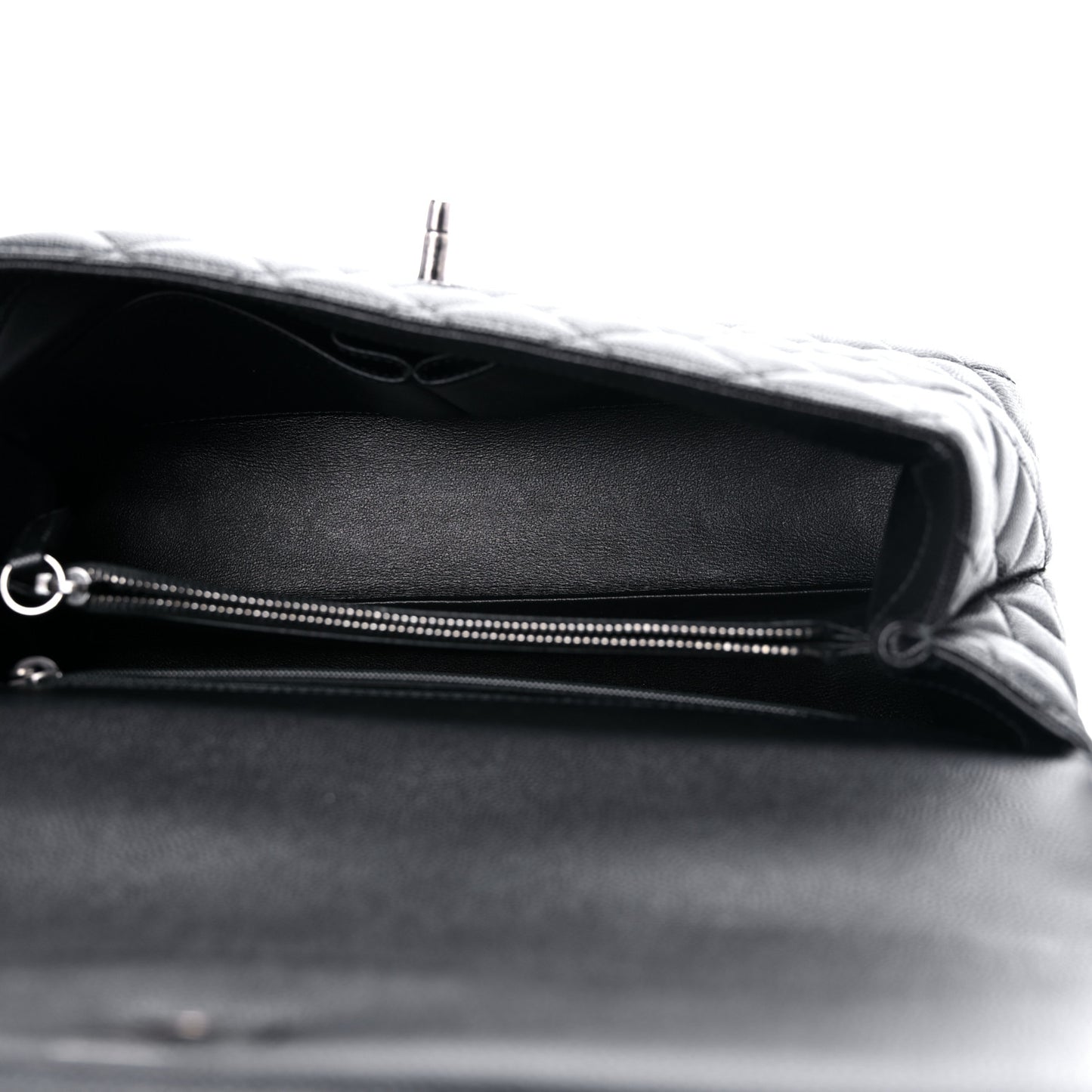 Caviar Lizard Quilted Small Coco Handle Flap Black