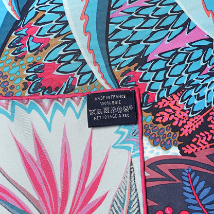Hermes Silk Mountain Zebra Scarf 90 Turquoise Fuchsia Cobalt 4 of 7