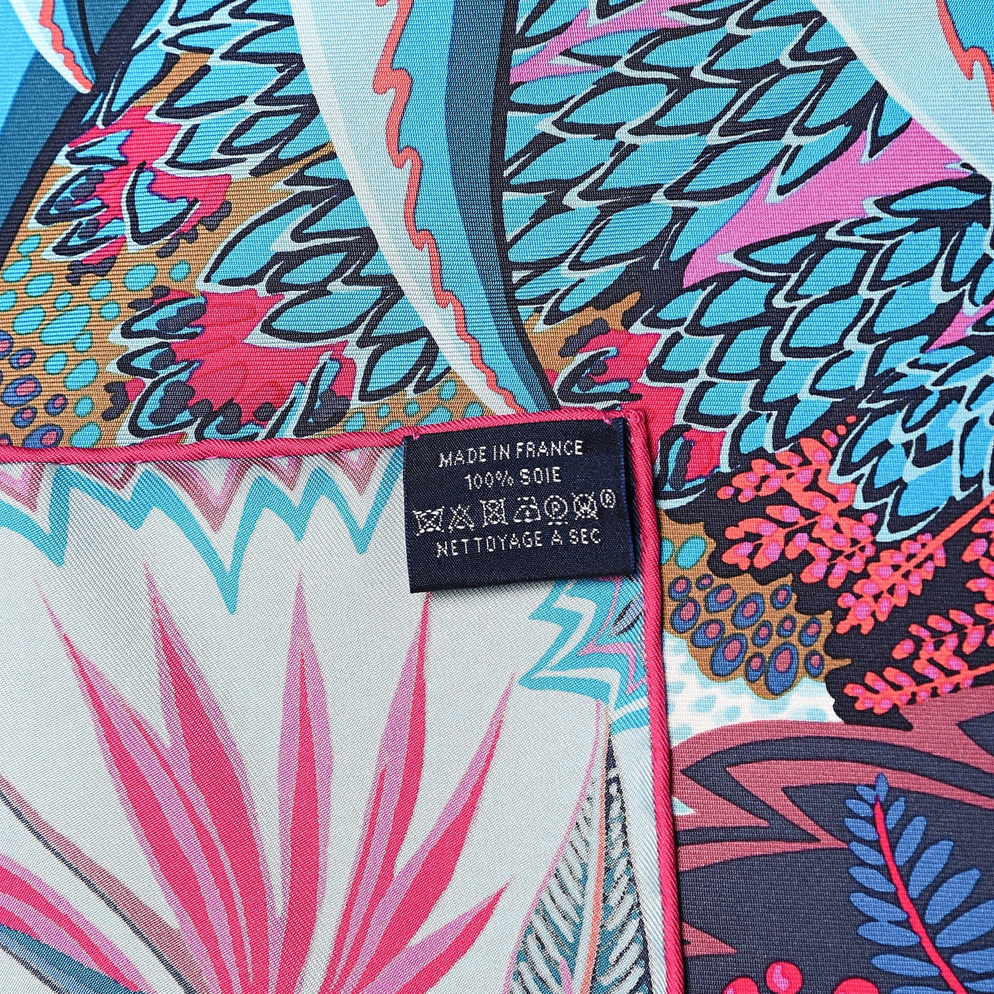 Silk Mountain Zebra Scarf 90 Turquoise Fuchsia Cobalt