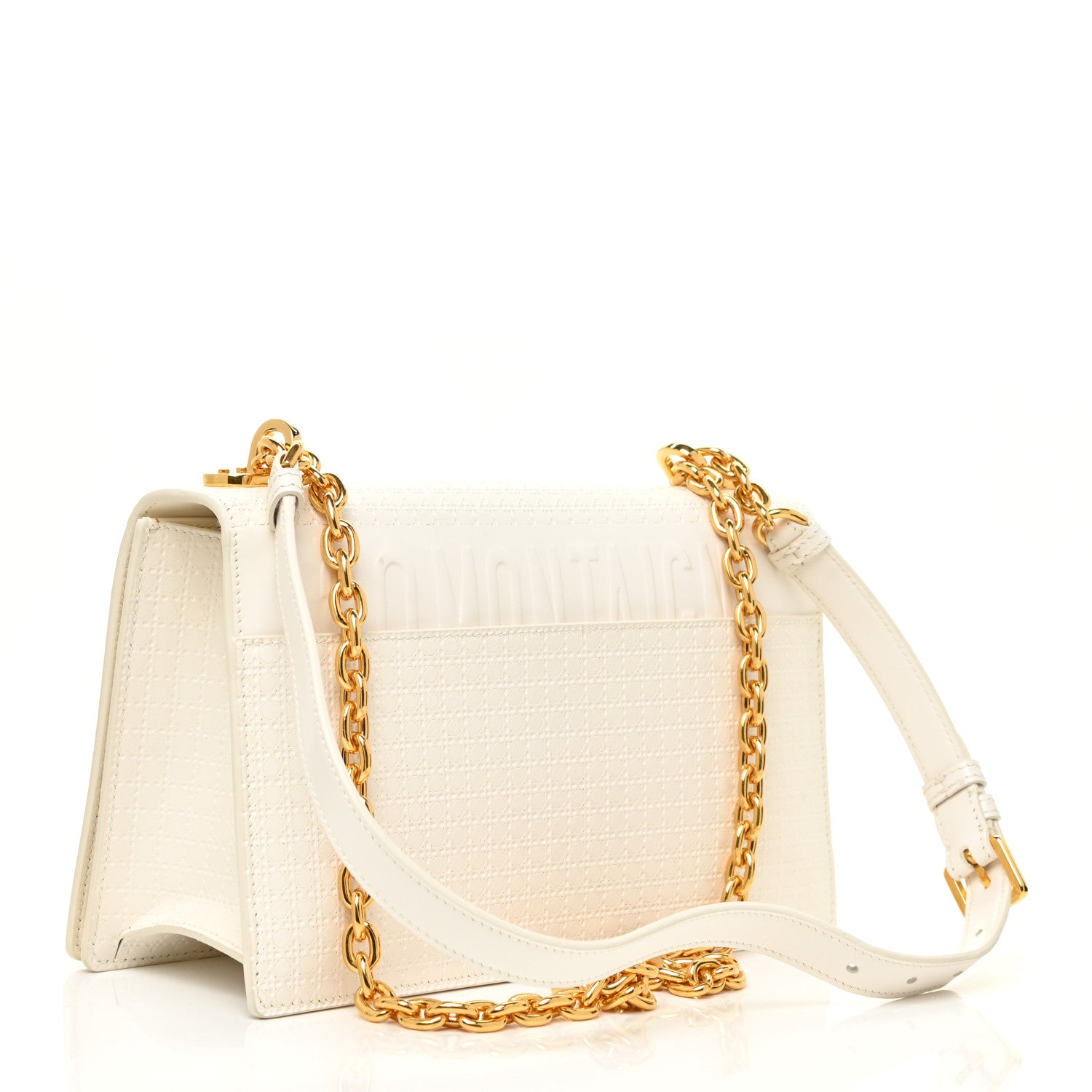 Christian Dior Patent Micro-Cannage 30 Montaigne Chain Flap Bag White 3 of 11