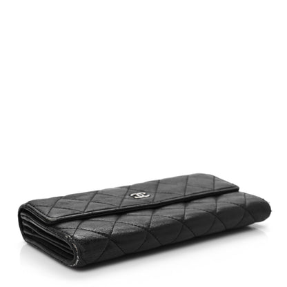 Chanel Lambskin Quilted Large Gusset Flap Wallet Black 3 of 12