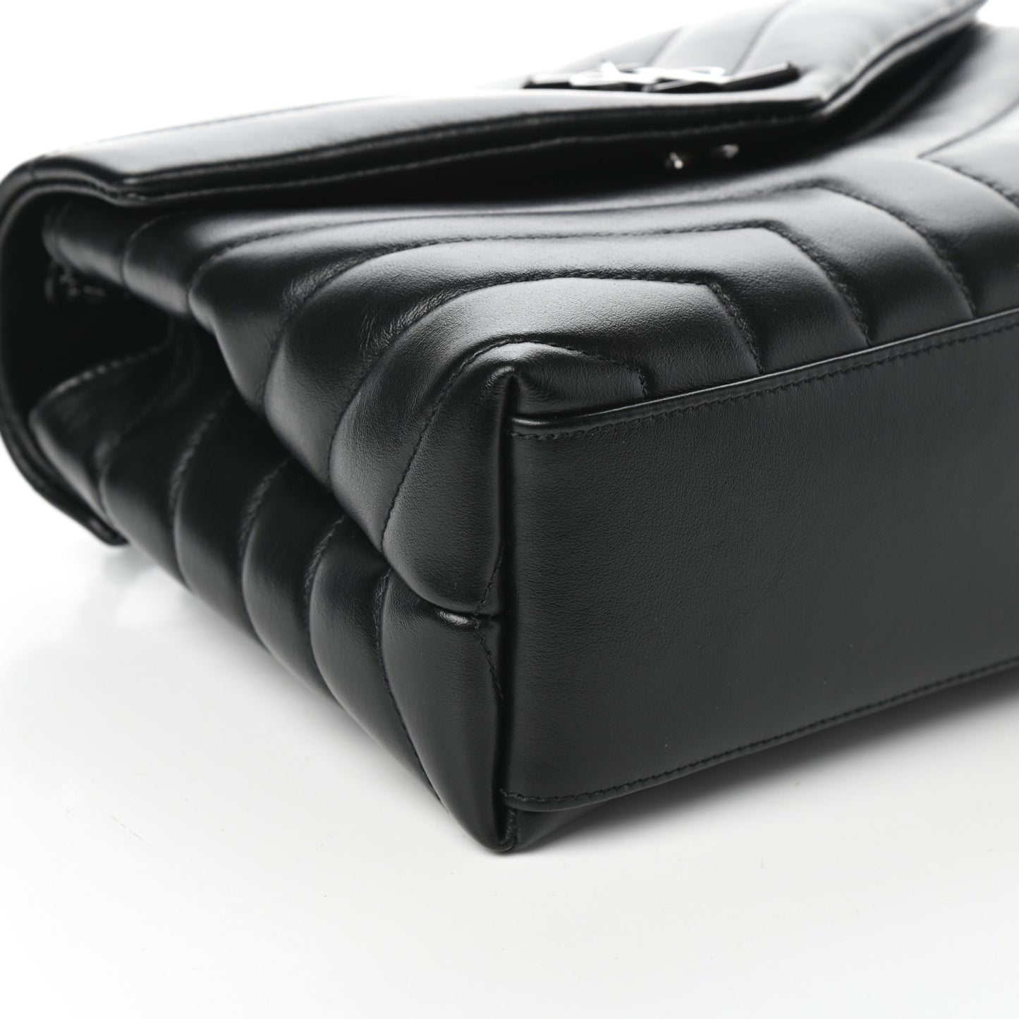 Calfskin Y Quilted Monogram Small Loulou Chain Satchel Black
