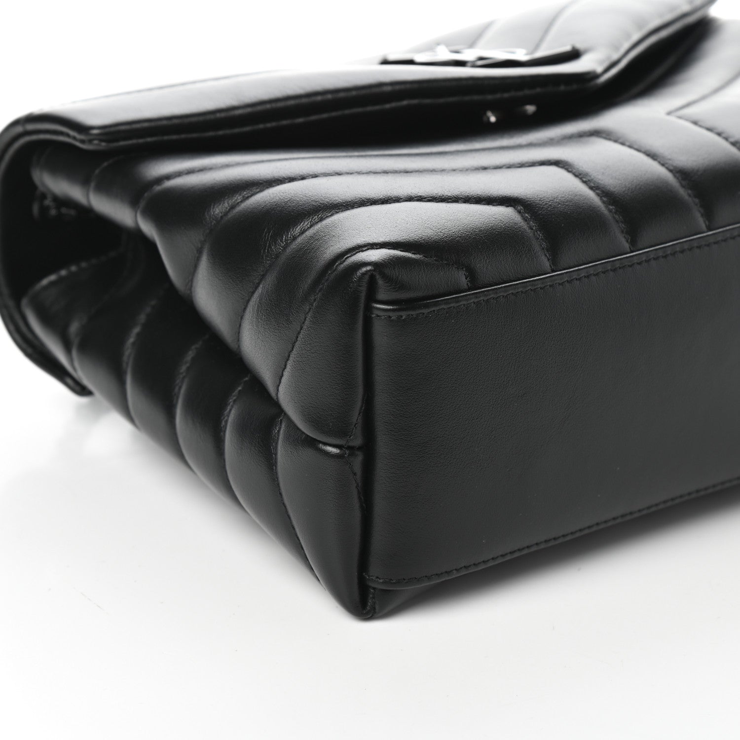 Saint Laurent Calfskin Y Quilted Monogram Small Loulou Chain Satchel Black 8 of 9