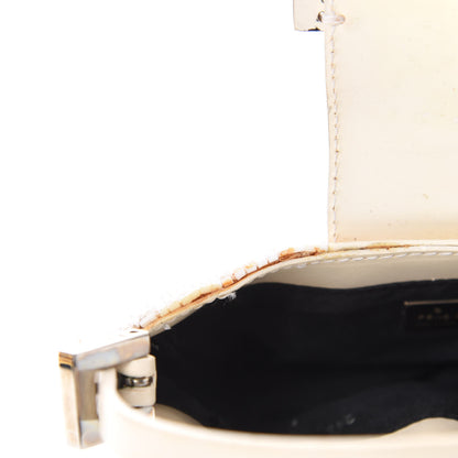Fendi Beaded Mini Half Moon Baguette White 7 of 11